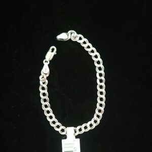 Sterling Silver Cuban Chain Charm Bracelet